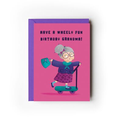 Packung mit 6 Oma-Scooter-Geburtstagskarten