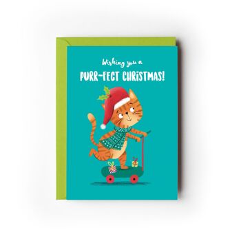 Pack de 6 cartes de Noël chat Purr-fect 1