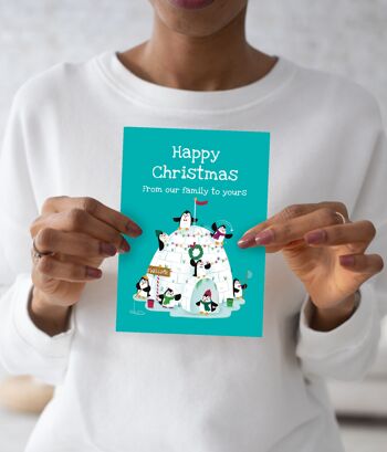 Pack de 6 cartes de Noël Famille Pingouin 2