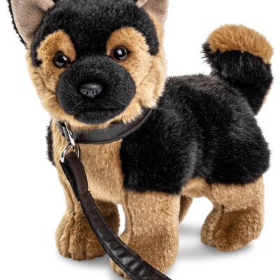 Chiot berger allemand, debout (avec laisse) - 26 cm (hauteur) - Mots clés : chien, animal de compagnie, peluche, peluche, peluche, peluche