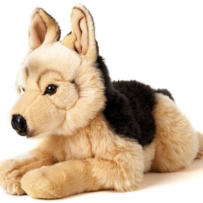 Chien de berger allemand, couché - 45 cm (longueur) - Mots clés : chien, animal de compagnie, peluche, peluche, peluche, peluche