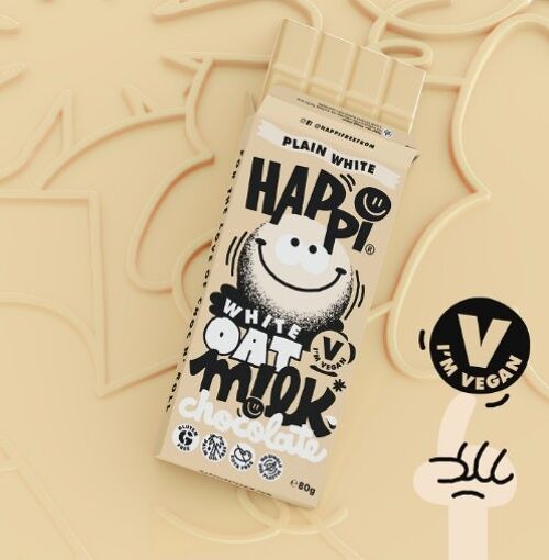 White Happi Vegan Oat M!lk Chocolate Bars 12 x 80g