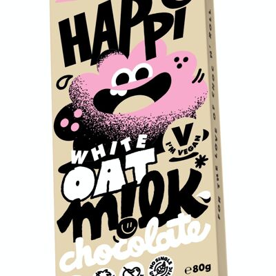 White Raspberry Happi Vegan Oat M!lk Chocolate Bars 12 x 80g