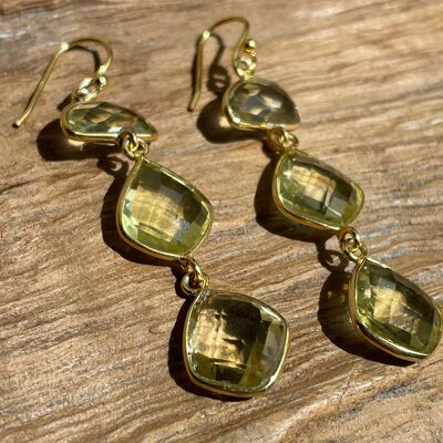 Sherazade - Boucles d'oreilles avec topaze jaune - argent sterling 925 - plaqué or