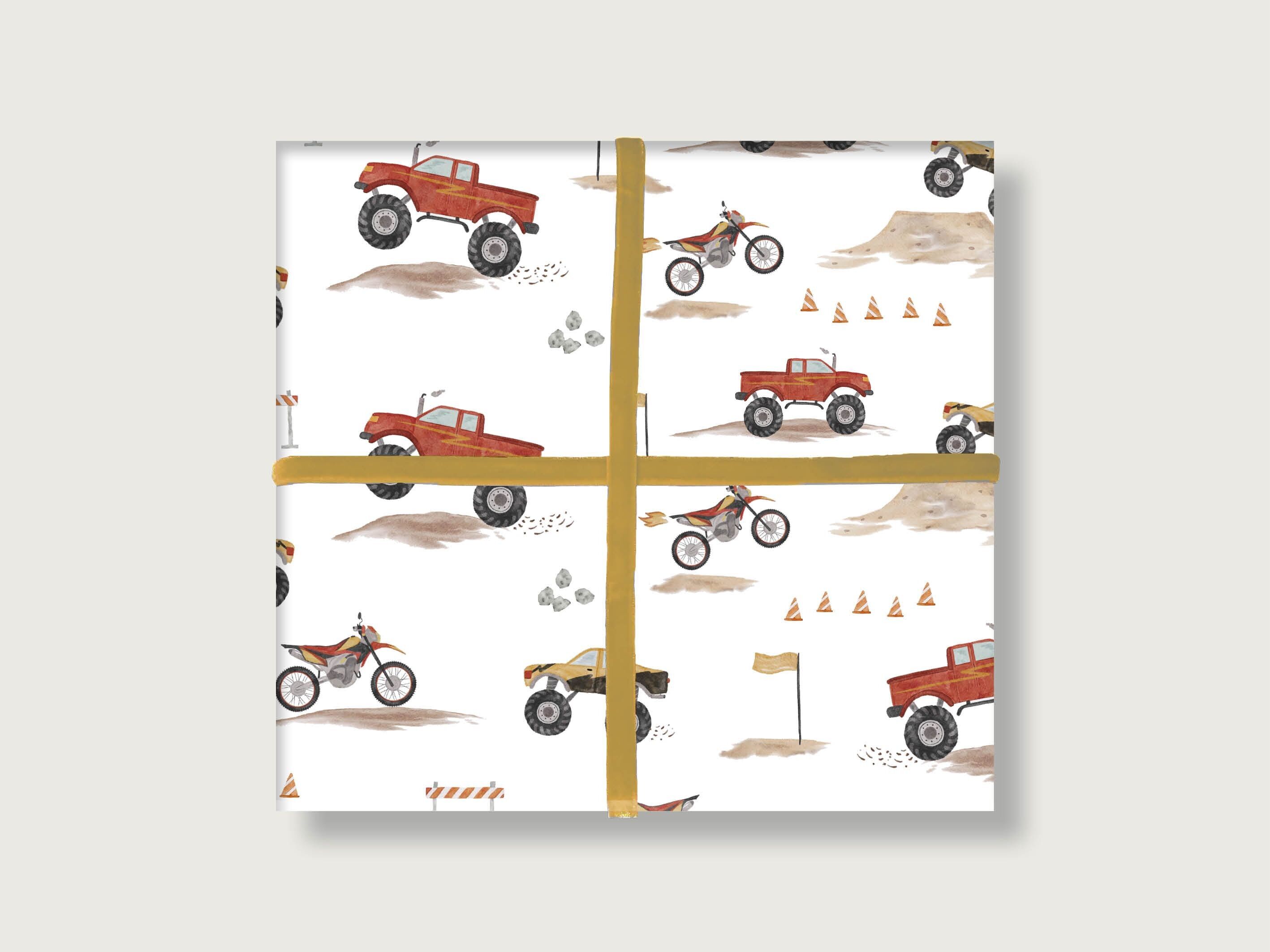 Papier cadeau « Monster Trucks » | Din A2 | Enfants | Camion monstre | Camions monstres | anniversaire | Illustration || COEUR & PAPIER