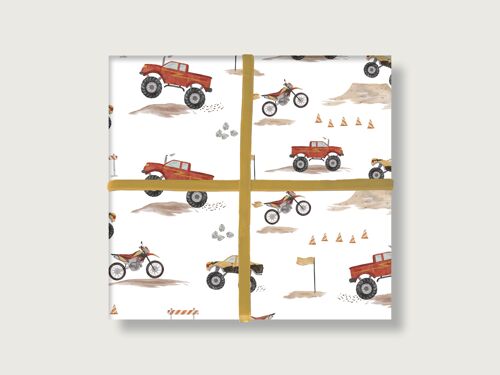 Geschenkpapier "Monster Trucks" | Din A2 |  Kinder | Monster Truck | Monstertrucks | Geburtstag | Illustration || HERZ & PAPIER