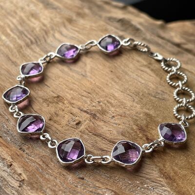 Alani - Armband mit Amethyst-Facettenschliff - Sterlingsilber 925