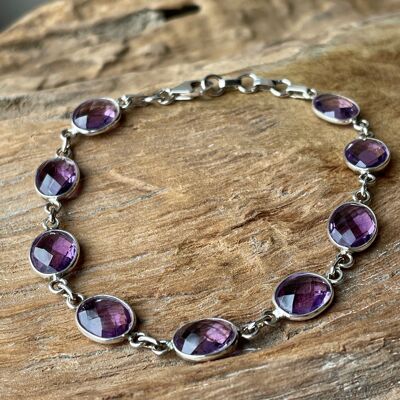 Saiya - Silver bracelet with amethyst - sterling silver 925