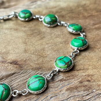 Wahya - Bracelet en cuivre vert et turquoise - argent sterling 925 2