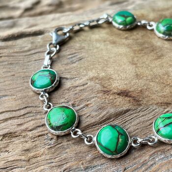 Wahya - Bracelet en cuivre vert et turquoise - argent sterling 925 3