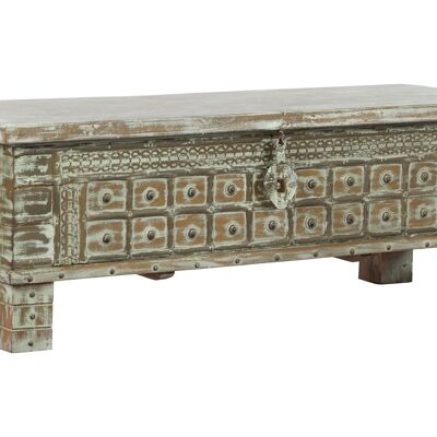 Carved Wood Chest 127X43X46 Turquoise MB208666 NO11