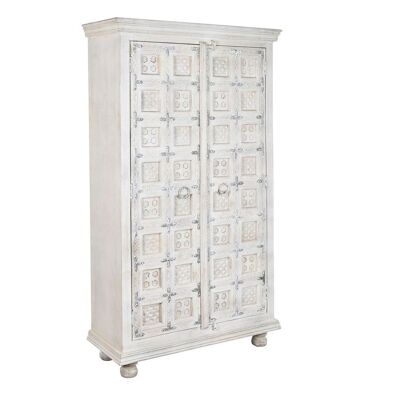 MANGO WOODEN CABINET 100X40X180 AGED WHITE MB200961
