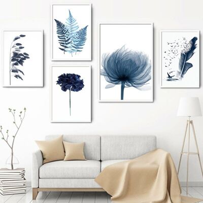 Blue flower posters - Poster for interior decoration