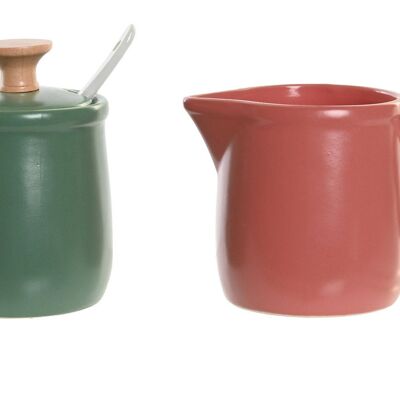 SUCRIER SET 2 GRÈS 11X7,5X8 VERT LAIT PC202565