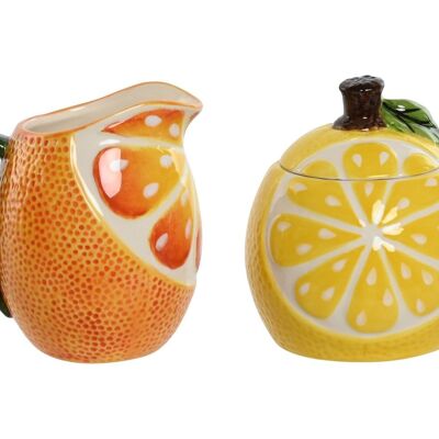 SUGAR BOWL SET 2 STONEWARE 12X8,4X11 LEMON YELLOW PC212901