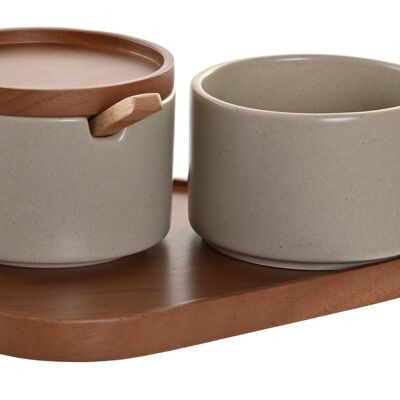 SUGAR BOWL SET 2 RUBBERWOOD 19,5X18,5X7 DAIRY BOWL PC202757