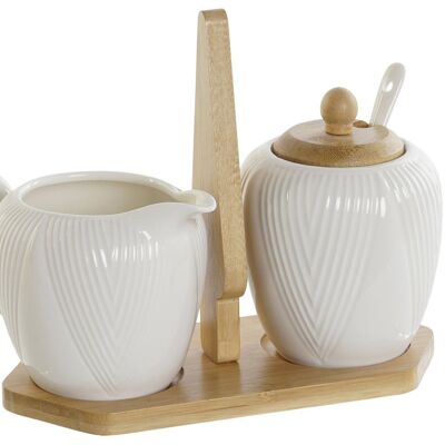 ZUCCHERIERA SET 3 BAMBOO PORCELLANA 19,5X9X17 BIANCO PC207774