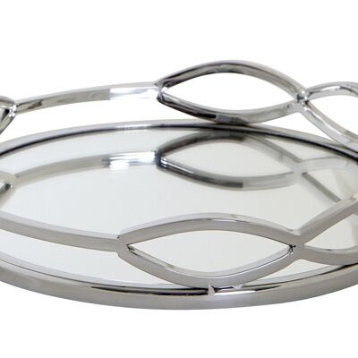 PLATEAU EN ACIER VERRE 28X28X5 ARGENT CHROME BD182429