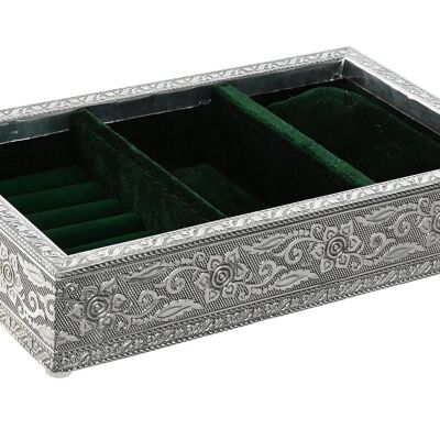 VELVET ALUMINUM TRAY 25X15X5 SILVER PEACOCK JO211649