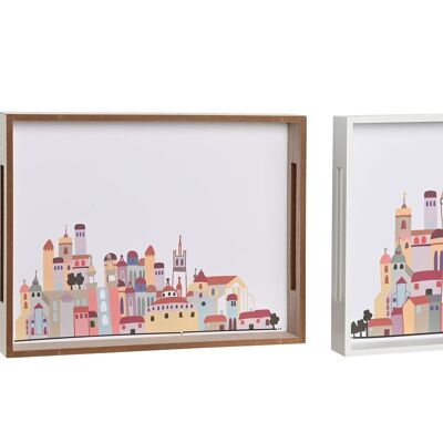 MDF TRAY 40X30X5 LITTLE HOUSES 2 ASSORTMENTS. PC204227