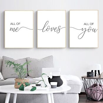 Ensemble de 3 affiches : All of me loves all of you - Poster pour décoration d'intérieur 2