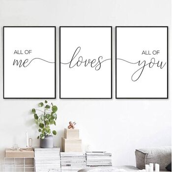Ensemble de 3 affiches : All of me loves all of you - Poster pour décoration d'intérieur 3