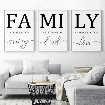 Set mit 3 Familienpostern – Poster für die Innendekoration