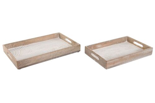 Bandeja Set 2 Mango Mdf 44X29X5 Onda Decape Blanco BD208824