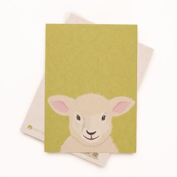 Carte de Pâques simple : carte postale d'agneau pour les vœux de Pâques, idée cadeau pour Pâques, carte d'agneau Joyeuses Pâques, carte verte printemps, carte de Pâques enfant 2