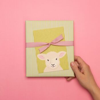 Carte de Pâques simple : carte postale d'agneau pour les vœux de Pâques, idée cadeau pour Pâques, carte d'agneau Joyeuses Pâques, carte verte printemps, carte de Pâques enfant 3