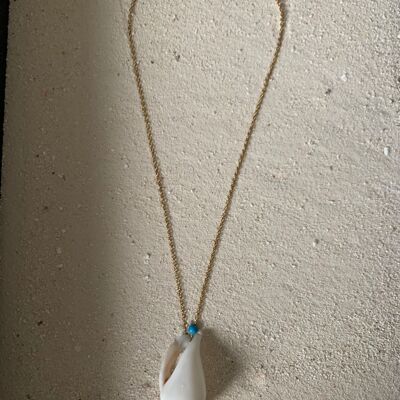 Collier "Atoll de Baa" en Gold Filled , turquoise et coquillage