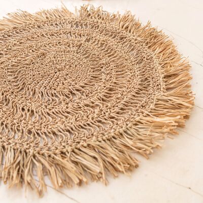 Tischset rund (2er-/4er-/6er-Set) 45 cm Platzset Boho Platzdeckchen rund WAISAI aus Raffia