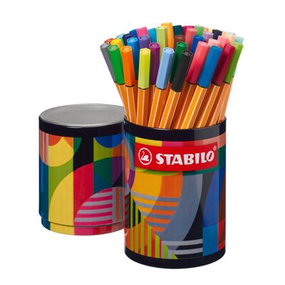 Felt-tip pens - Round metal box x 45 STABILO point 88 ARTY