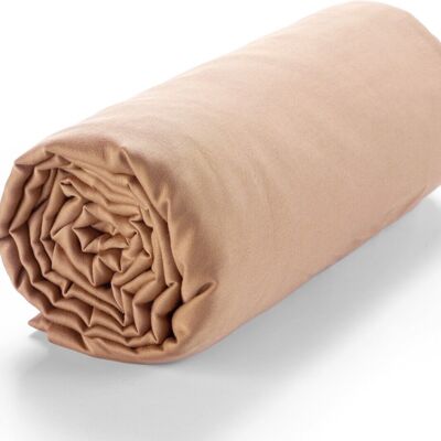 DRAP HOUSSE 180X200CM BONNET: 30CM 100% SATIN DE COTON LAVE 105 FILS - ROSE NUDE