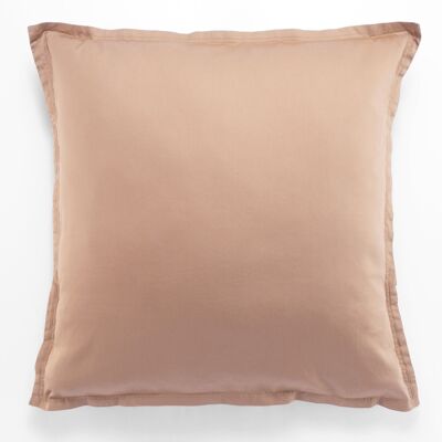 TAIE D'OREILLER 65X65CM AVEC VOLANT 100% SATIN DE COTON LAVE 105 FILS - ROSE NUDE