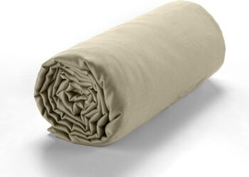 DRAP HOUSSE 140X190CM BONNET: 30CM 100% SATIN DE COTON LAVE 105 FILS - BEIGE 2