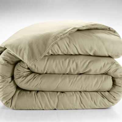 Bettbezug 240 x 220 cm + 40 cm, 100 % gewaschener Baumwollsatin, 105 Fäden – Beige