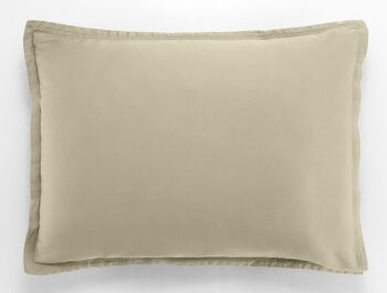 TAIE D'OREILLER 50X70CM AVEC VOLANT 100% SATIN DE COTON LAVE 105 FILS - BEIGE 2