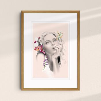 Affiche d'art illustration portrait A4 "Flower dreamer I" - tirages limités et signés 1