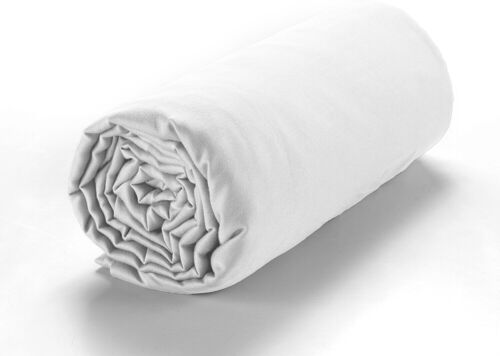 DRAP HOUSSE 180X200CM BONNET: 30CM 100% SATIN DE COTON LAVE 105 FILS - BLANC OPTIQUE