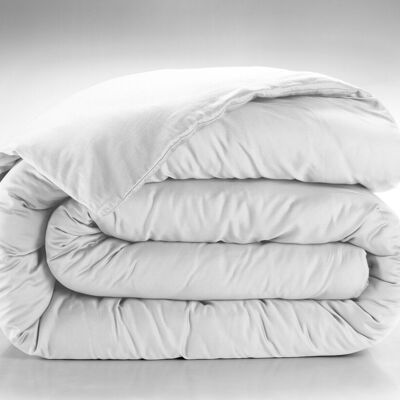 Bettbezug 240 x 220 cm + 40 cm, 100 % gewaschener Baumwollsatin, 105 Fäden – optisches Weiß