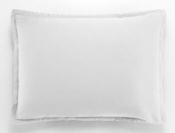 TAIE D'OREILLER 50X70CM AVEC VOLANT 100% SATIN DE COTON LAVE 105 FILS - BLANC OPTIQUE 2