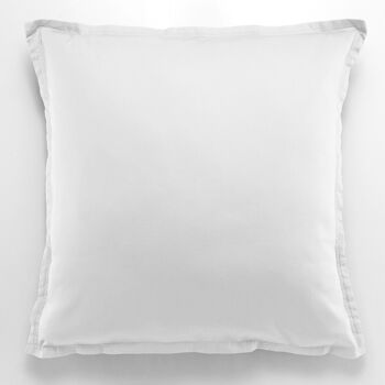 TAIE D'OREILLER 65X65CM AVEC VOLANT 100% SATIN DE COTON LAVE 105 FILS - BLANC OPTIQUE