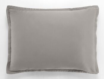 TAIE D'OREILLER 50X70CM AVEC VOLANT 100% SATIN DE COTON LAVE 105 FILS - GRIS CLAIR 2