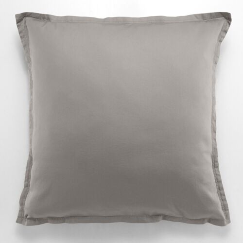 TAIE D'OREILLER 65X65CM AVEC VOLANT 100% SATIN DE COTON LAVE 105 FILS - GRIS CLAIR