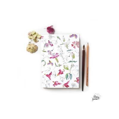 A5 LINED NOTEBOOK PASTEL WATERCOLOR FLOWER ILLUSTRATION