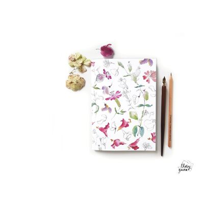 A5 LINED NOTEBOOK PASTEL WATERCOLOR FLOWER ILLUSTRATION