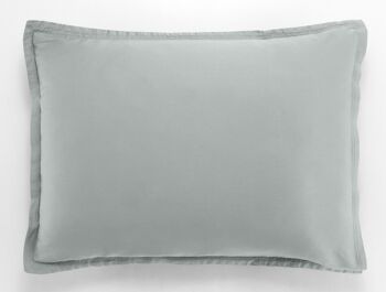 TAIE D'OREILLER 50X70CM AVEC VOLANT 100% SATIN DE COTON LAVE 105 FILS - VERT CELADON 2