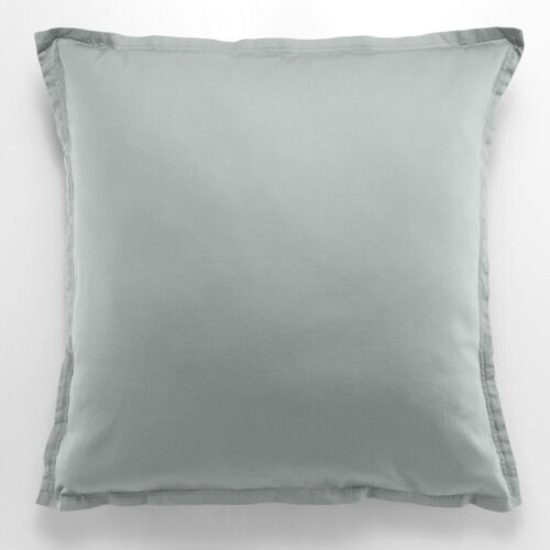 TAIE D'OREILLER 65X65CM AVEC VOLANT 100% SATIN DE COTON LAVE 105 FILS - VERT CELADON