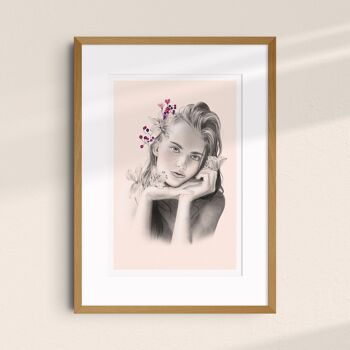 Affiche d'art illustration portrait A4 "Flower dreamer IV Romance" - tirages limités et signés 2